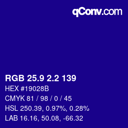 カラーコード: RGB 25.9 2.2 139 | qconv.com