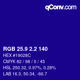 カラーコード: RGB 25.9 2.2 140 | qconv.com