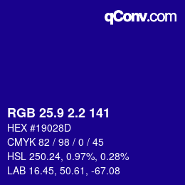 カラーコード: RGB 25.9 2.2 141 | qconv.com
