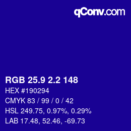 カラーコード: RGB 25.9 2.2 148 | qconv.com