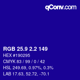 カラーコード: RGB 25.9 2.2 149 | qconv.com
