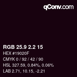 Color code: RGB 25.9 2.2 15 | qconv.com