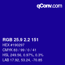 カラーコード: RGB 25.9 2.2 151 | qconv.com