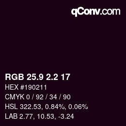 カラーコード: RGB 25.9 2.2 17 | qconv.com