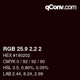 カラーコード: RGB 25.9 2.2 2 | qconv.com