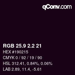 Farbcode: RGB 25.9 2.2 21 | qconv.com