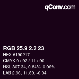 Color code: RGB 25.9 2.2 23 | qconv.com