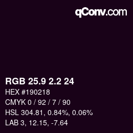 Color code: RGB 25.9 2.2 24 | qconv.com