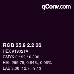 カラーコード: RGB 25.9 2.2 26 | qconv.com