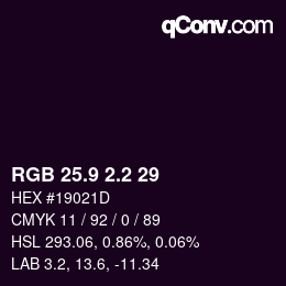 カラーコード: RGB 25.9 2.2 29 | qconv.com