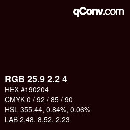 カラーコード: RGB 25.9 2.2 4 | qconv.com