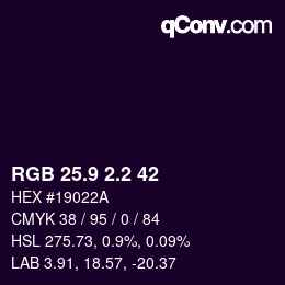Color code: RGB 25.9 2.2 42 | qconv.com