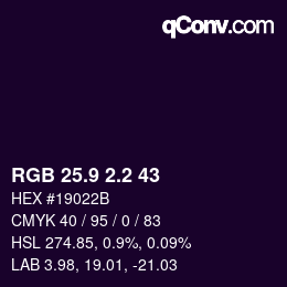 カラーコード: RGB 25.9 2.2 43 | qconv.com