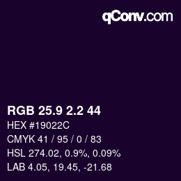カラーコード: RGB 25.9 2.2 44 | qconv.com