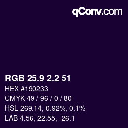 カラーコード: RGB 25.9 2.2 51 | qconv.com