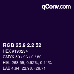 Color code: RGB 25.9 2.2 52 | qconv.com