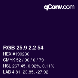 カラーコード: RGB 25.9 2.2 54 | qconv.com