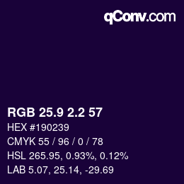 カラーコード: RGB 25.9 2.2 57 | qconv.com