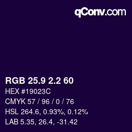 カラーコード: RGB 25.9 2.2 60 | qconv.com