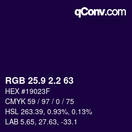 カラーコード: RGB 25.9 2.2 63 | qconv.com