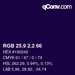 Farbcode: RGB 25.9 2.2 66 | qconv.com