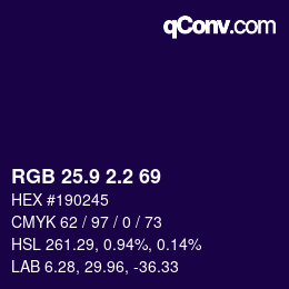 カラーコード: RGB 25.9 2.2 69 | qconv.com