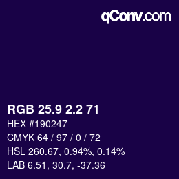 カラーコード: RGB 25.9 2.2 71 | qconv.com