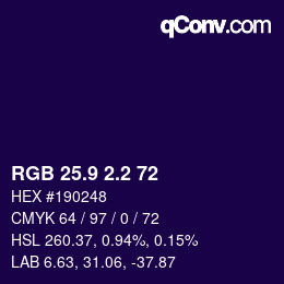 カラーコード: RGB 25.9 2.2 72 | qconv.com