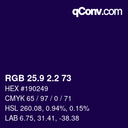 カラーコード: RGB 25.9 2.2 73 | qconv.com