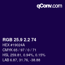 カラーコード: RGB 25.9 2.2 74 | qconv.com