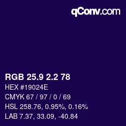カラーコード: RGB 25.9 2.2 78 | qconv.com