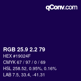 カラーコード: RGB 25.9 2.2 79 | qconv.com