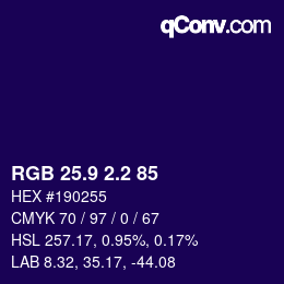 カラーコード: RGB 25.9 2.2 85 | qconv.com