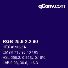 カラーコード: RGB 25.9 2.2 90 | qconv.com