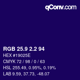 カラーコード: RGB 25.9 2.2 94 | qconv.com