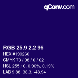 カラーコード: RGB 25.9 2.2 96 | qconv.com