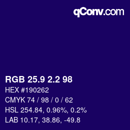 カラーコード: RGB 25.9 2.2 98 | qconv.com