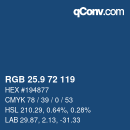 カラーコード: RGB 25.9 72 119 | qconv.com