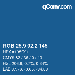 カラーコード: RGB 25.9 92.2 145 | qconv.com