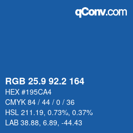 カラーコード: RGB 25.9 92.2 164 | qconv.com