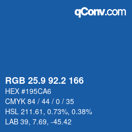 カラーコード: RGB 25.9 92.2 166 | qconv.com
