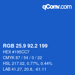 Color code: RGB 25.9 92.2 199 | qconv.com