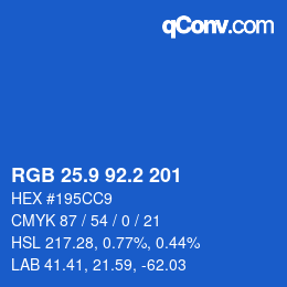Color code: RGB 25.9 92.2 201 | qconv.com