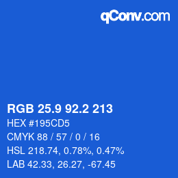 カラーコード: RGB 25.9 92.2 213 | qconv.com