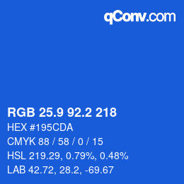 カラーコード: RGB 25.9 92.2 218 | qconv.com
