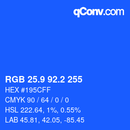 カラーコード: RGB 25.9 92.2 255 | qconv.com