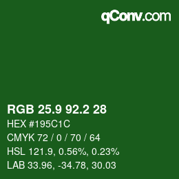 カラーコード: RGB 25.9 92.2 28 | qconv.com