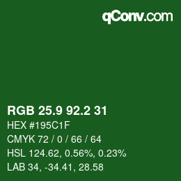 カラーコード: RGB 25.9 92.2 31 | qconv.com