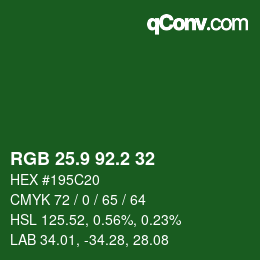 カラーコード: RGB 25.9 92.2 32 | qconv.com