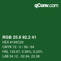 カラーコード: RGB 25.9 92.2 41 | qconv.com